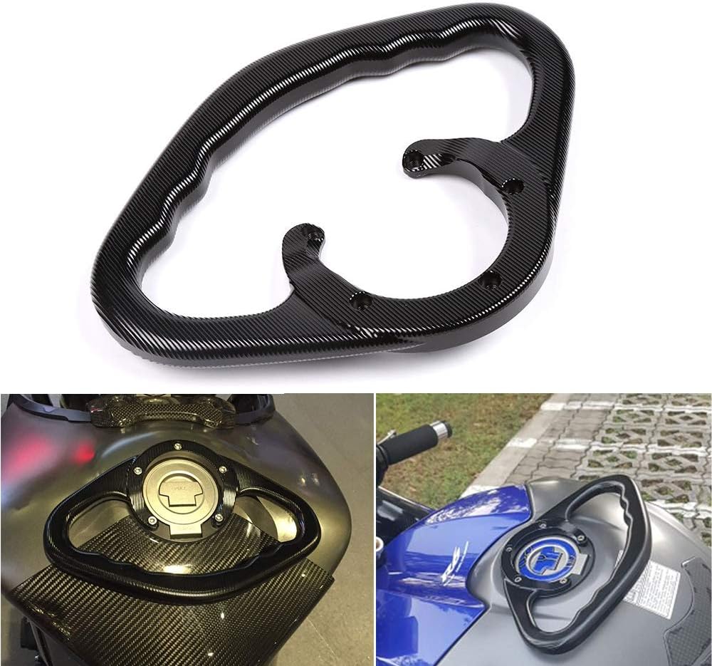 Motorcycle CNC Passenger Handgrips Hand Grip Tank Grab Bar Handles Armrest 5 Holes for Yamaha R1 R6 FZ1 FZ6R FZ28 FZ-09 MT09 M7-07 YZR750 YSR50 YZF600 YZF1000 (Black)