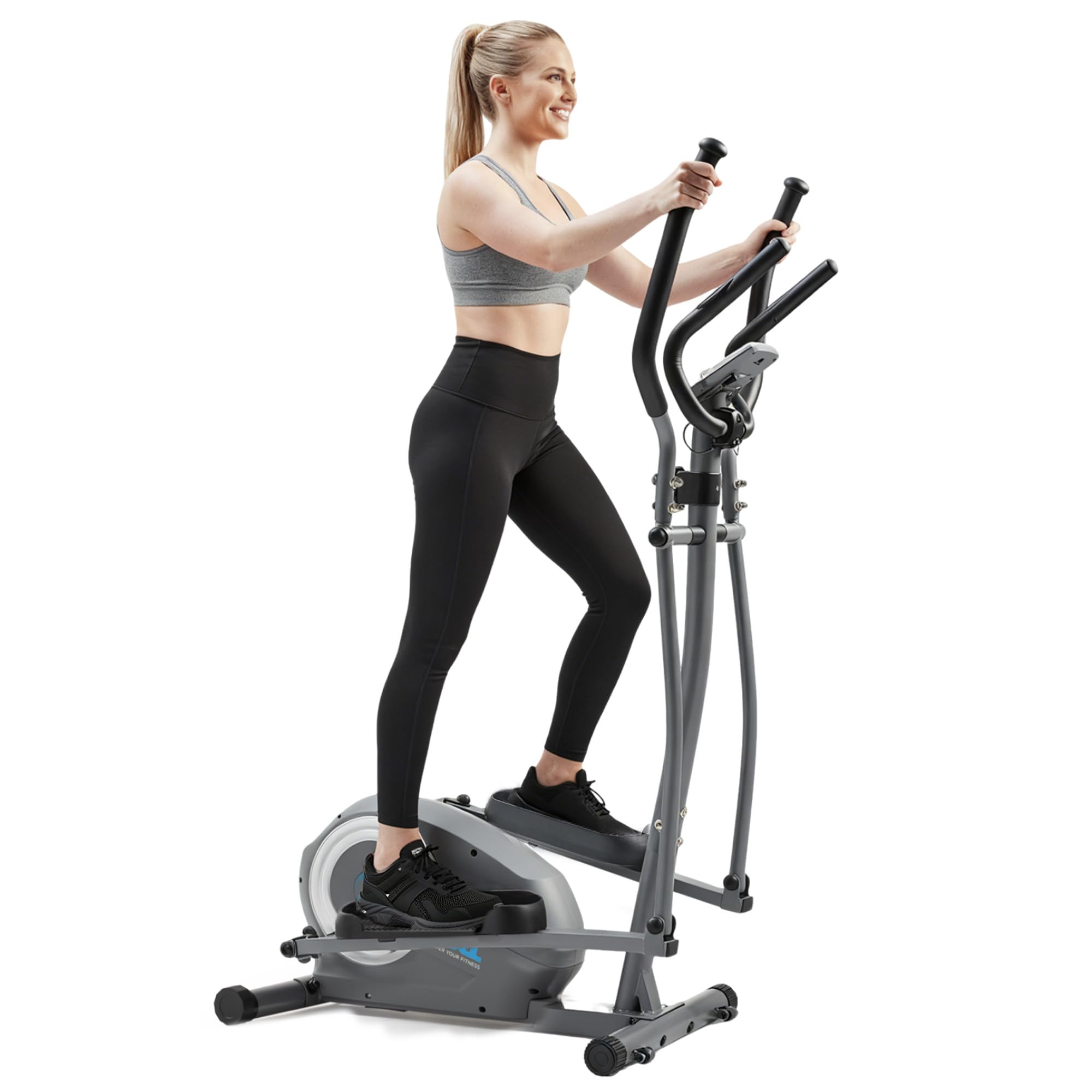 JLL Elliptical Cross Trainers - Magnetic Resistance Elliptical Fitness Cardio Workout with LCD Console, Adjustable Resistance Levels, Flywheel, Dual-action Handlebars, Transport Wheels