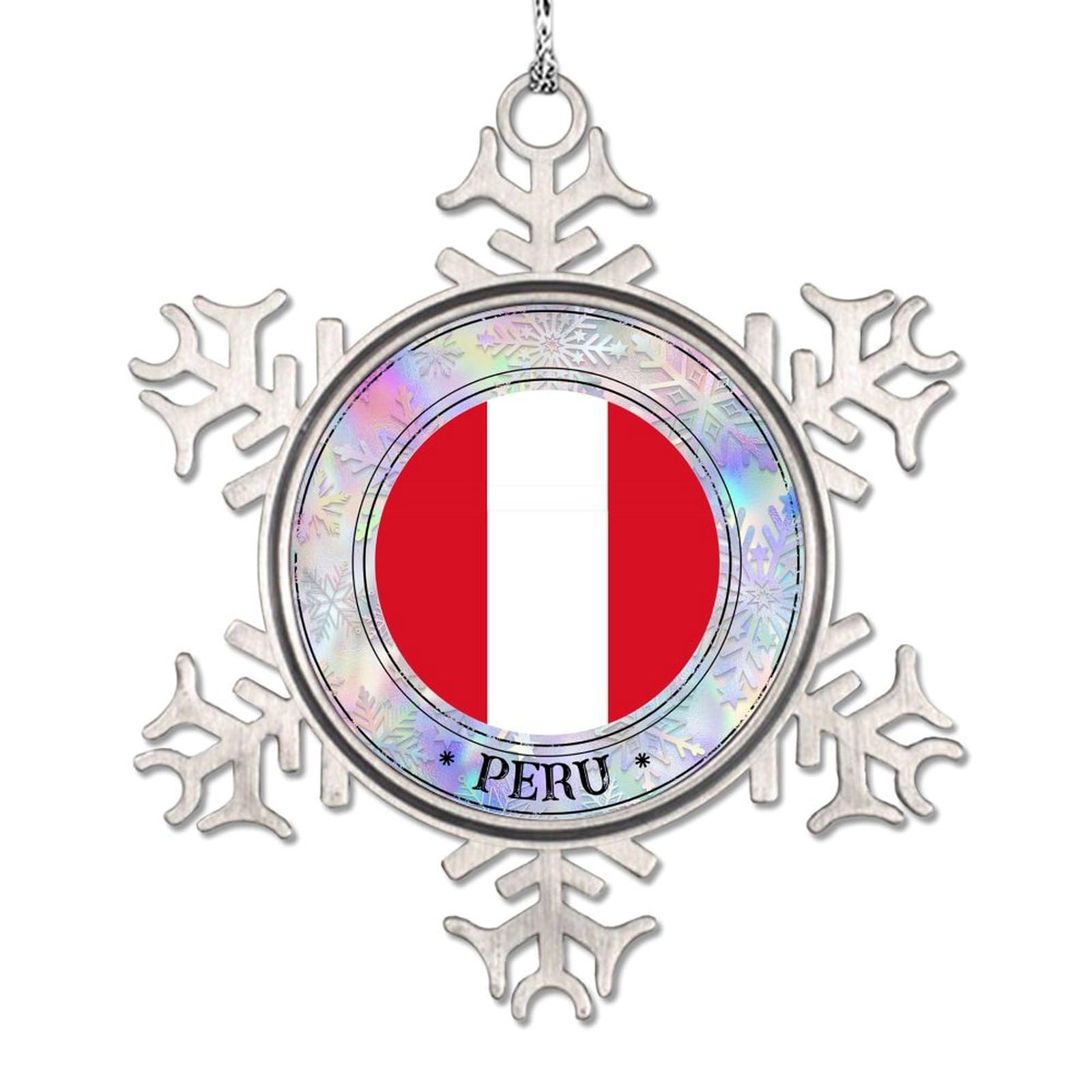 LITTLEGROVE SEEDS Peru National Flag Christmas Ornaments 2024 Peru Christmas Decorations for Tree Country City Souvenir Custom Snowflake Ornament Travel Lover Hanging Tree Ornament
