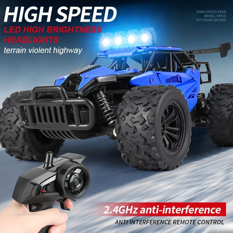 Miniatura 5 de Camión todoterreno con control remoto, coche a control remoto a escala 116, 2.4 GHz de alta velocidad, con una velocidad de 12.4 mih, equipado con