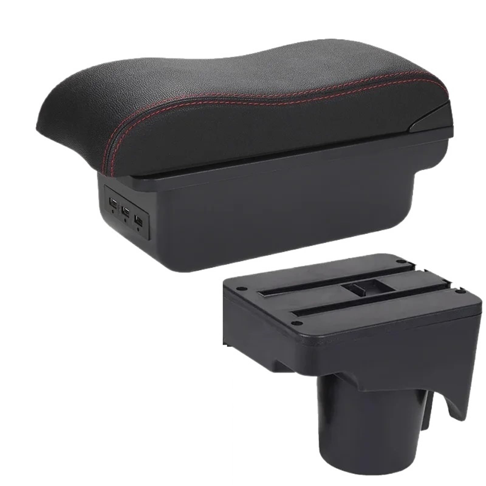 NOKRGQW Car Armrest Box For Scirocco Sagitar For VW For Golf 6 5 Mk6 MK5 For Jetta 5 Car Armrest Car Storage Box(B1 Black red 3USB)