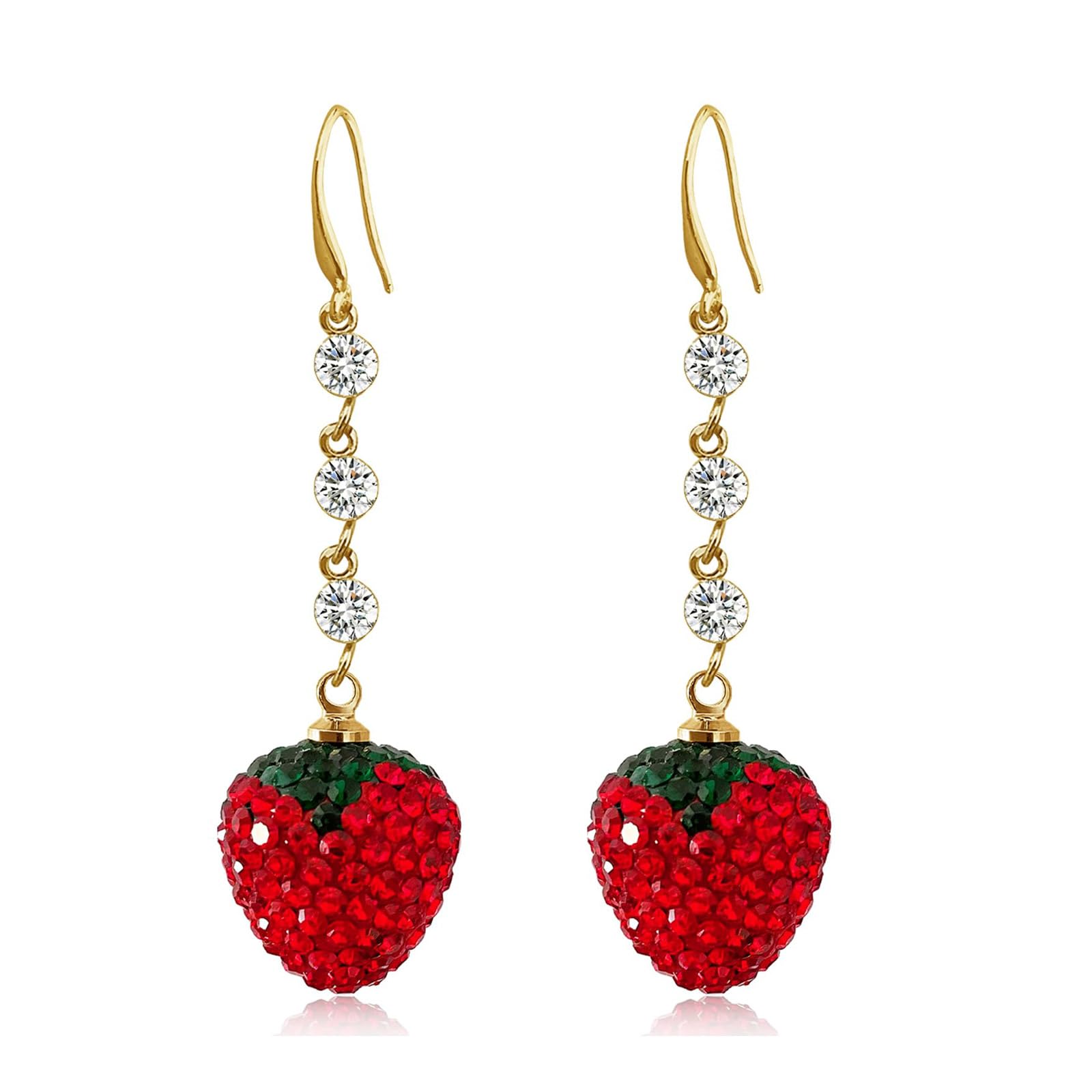 Strawberry Jewelry Set - Earring and Necklace Sets, Cute Big Red Earrings, Funny Necklace, Accessories, Costume Jewelry for Women