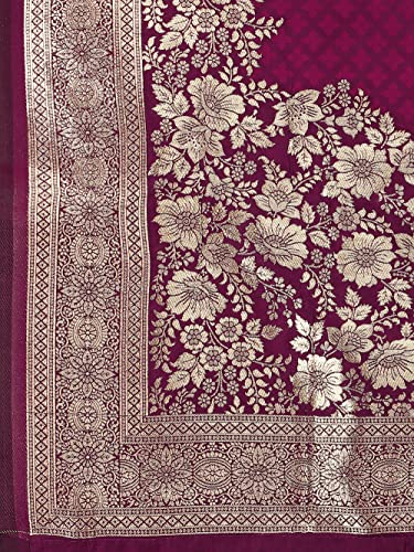 Image of Mehrang Women's Pure Kanjivaram Silk Saree Banarasi Silk Wedding Sarees for Women with Blouse Piece