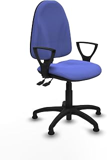 Piqueras y Crespo - Silla Escritorio Giratoria sin Ruedas Algarra con Brazos Fijos. Equipado con Asincro y Espuma de Corte. Azul Claro