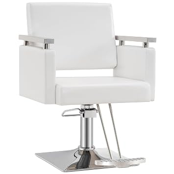 BarberPub Salon Chair, 360 Swivel Hydraulic Styling Chair 8808White