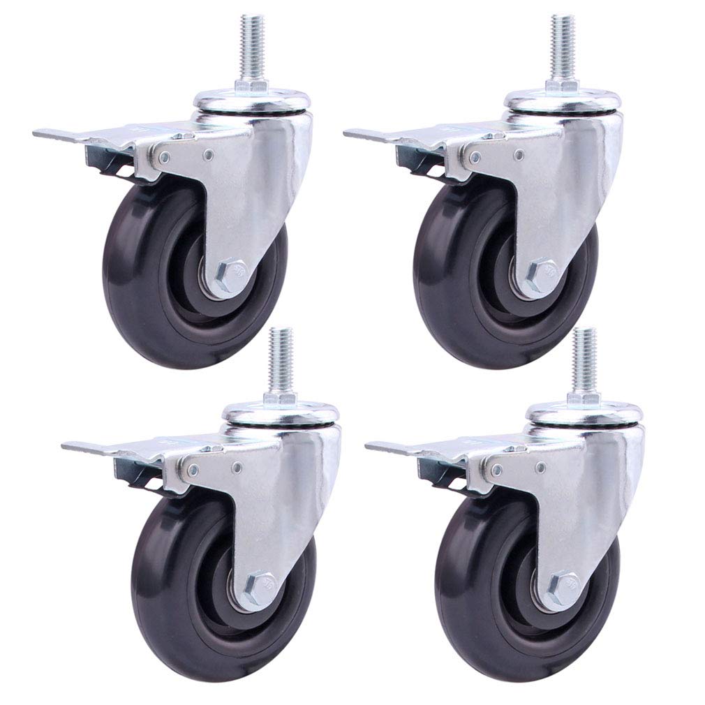 Ruedas de 75 mm/100 mm/125 mm, ruedas giratorias de alta resistencia, perno M12, la carga máxima de una sola rueda es de 120 kg (264 lbs)