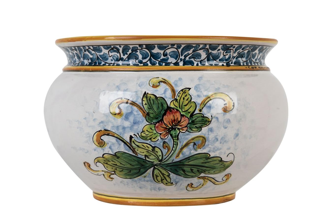 Cerames Pflanzkübel Keramik im sizilianischen Stil von Caltagirone Vaso di girasoli S – Italienischer Blumenkübel, runder Blumentopf für Innenbereich und Fensterbank, Ø 20 cm, Höhe 15 cm