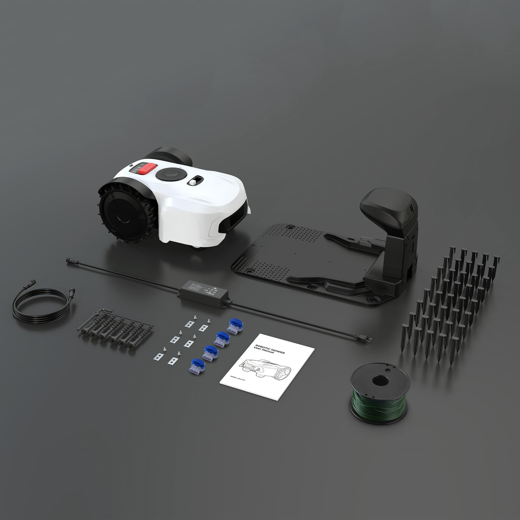 Robot koszący z czujnikiem deszczu i drutem granicznym, automatyczna kosiarka z inteligentną nawigacją i systematycznym koszeniem sterowanym za pomocą aplikacji, do maks. 0,25 ha z 36% podparciem