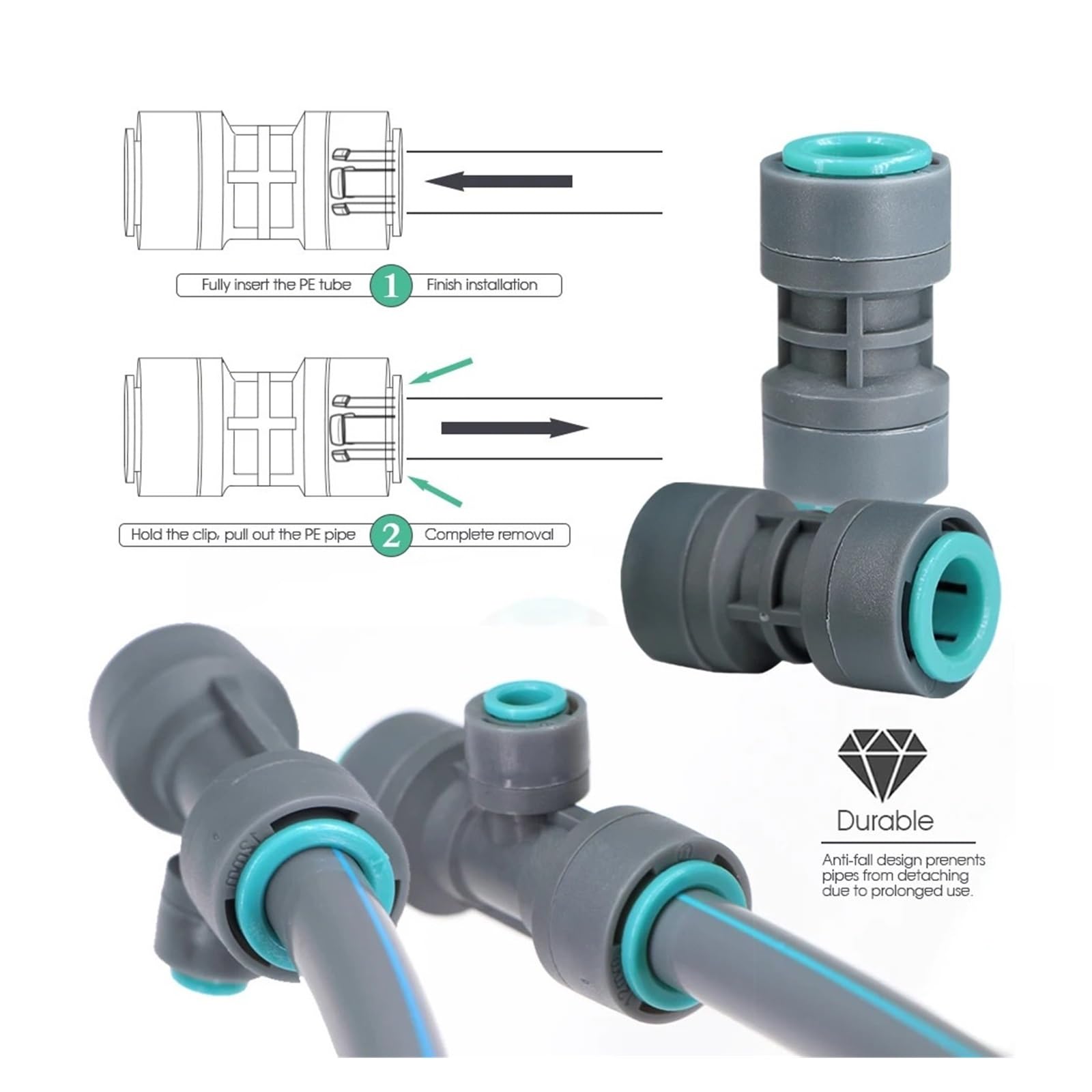 OD-12MM PE PU złączki do rur Quick Push złącza do wody ogrodowej 3/8 ''złączka do węża Adapter zawór kranowy trójnik prosty kolanka(H x5)
