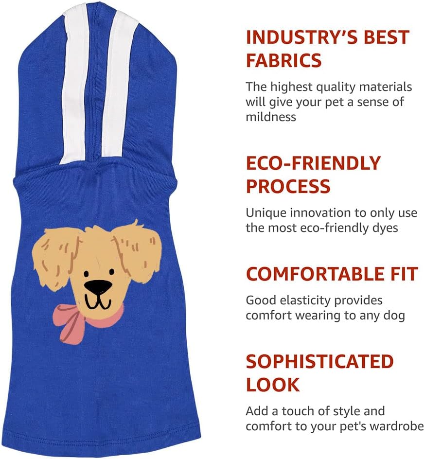 Cute Design Dog Shirt with Hoodie - Dog Face Dog Hoodie - Printed Dog Clothing - Gray White, XL