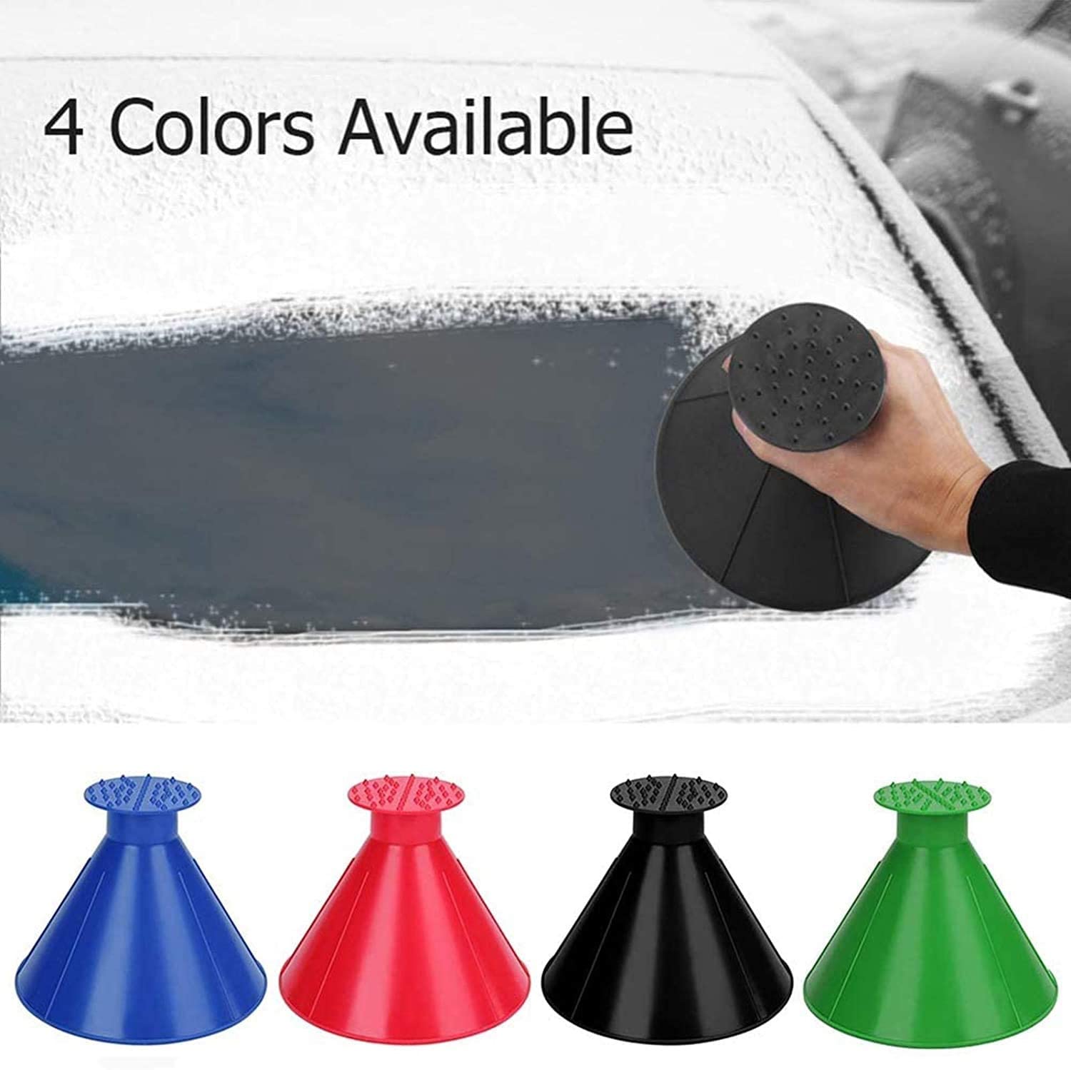 Eiskratzer Auto Windschutzscheibe Auto Kegel, Magisches Auto Rund Für Windschutzscheibe, Kunststoff Trichterform Auto Schneekratzer Frost Schnee Entfernung Werkzeug, 3er Pack