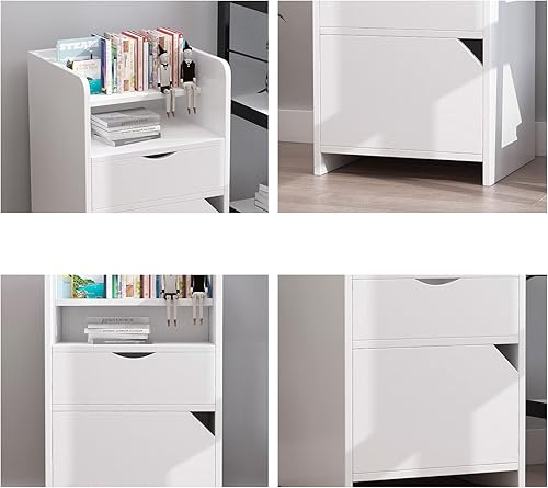 Miniatura 6 de Mesita de noche con cajón, mesa auxiliar, mesitas de noche con puertas y estante de almacenamiento, mesitas de noche modernas para dormitorio, sala