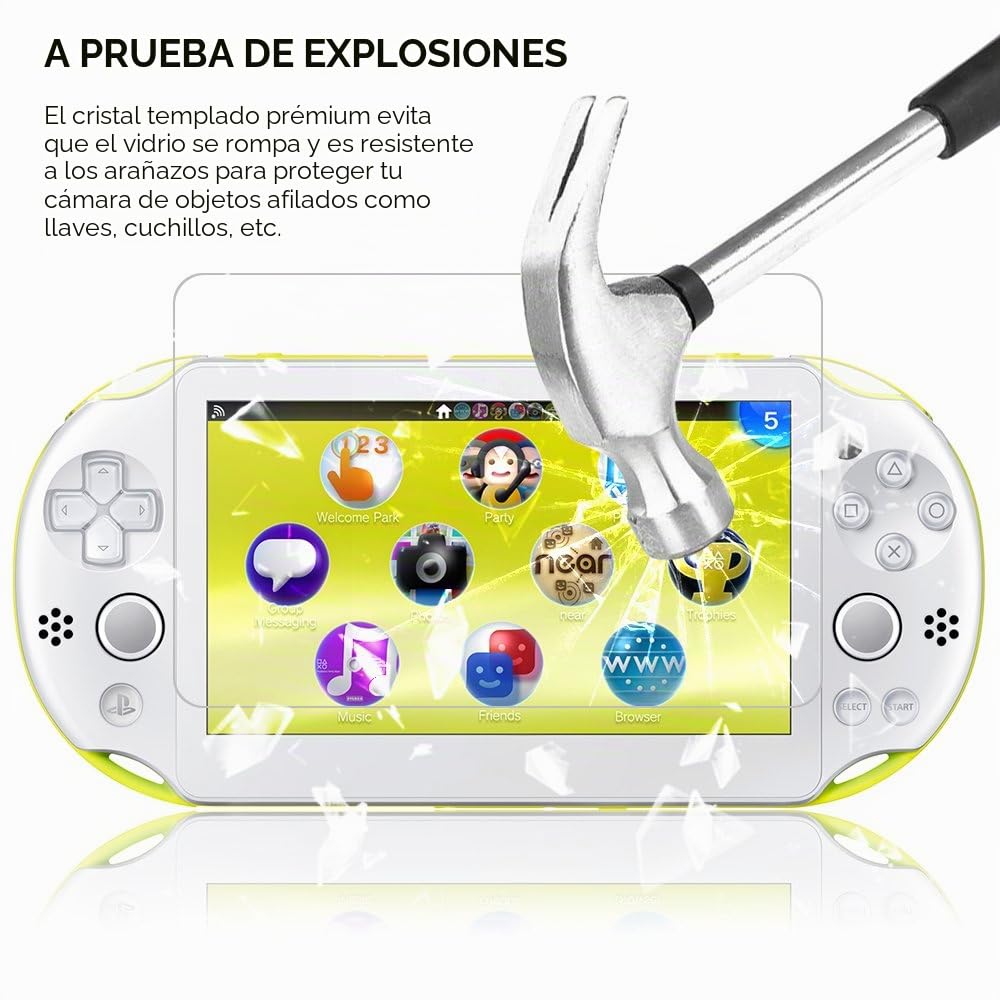AFUNTA - Protector de pantalla para Sony Playstation Vita 2000, 2 paquetes (4 piezas) de películas de vidrio templado para pantalla y películas de mascotas para la parte posterior, PS Vita PSV 2000