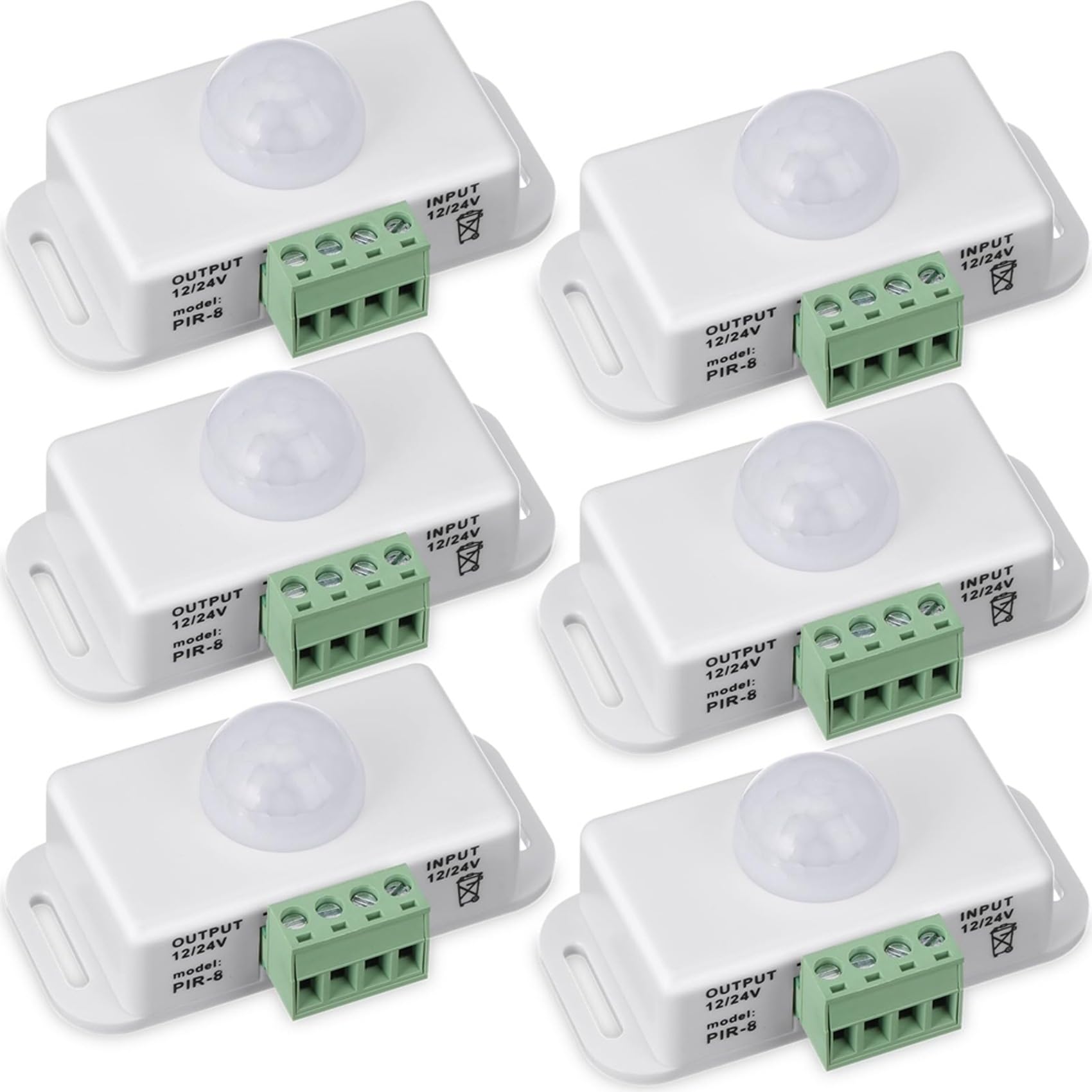 Paquete de 12 Sensores de Movimiento PIR de 12 V y 24 V, Detector de Movimiento, Interruptor de Luz, Detección de Infrarrojos, Función de Temporización de Movimiento