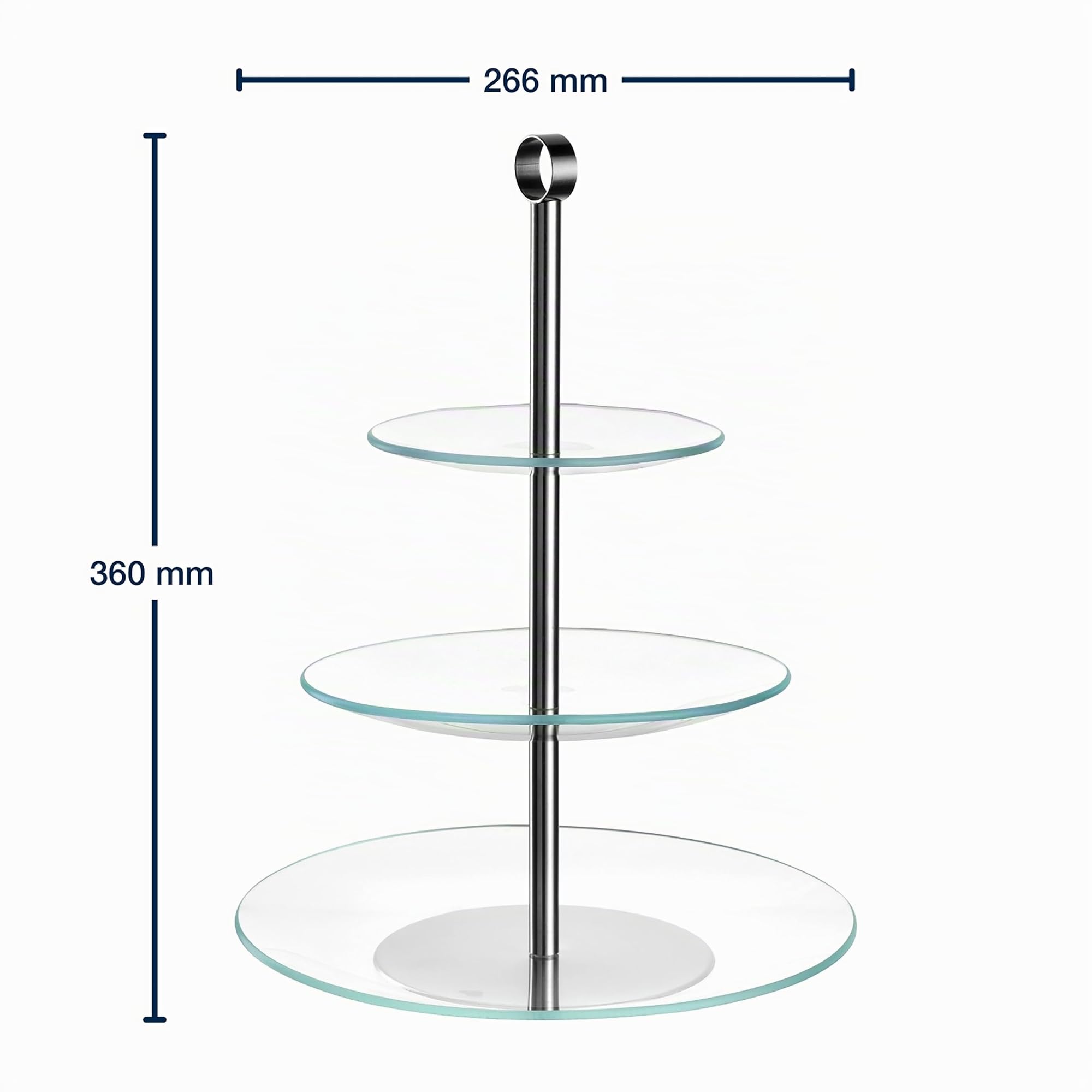 LEONARDO HOME CENA Etagere • 1 Stück • Moderne Glasetagere • für Kuchen und Häppchen • elegante Etagere • für Brunch und Buffet • Zeitloses Design • für jede Gelegenheit • Höhe 36 cm • silber • 025363