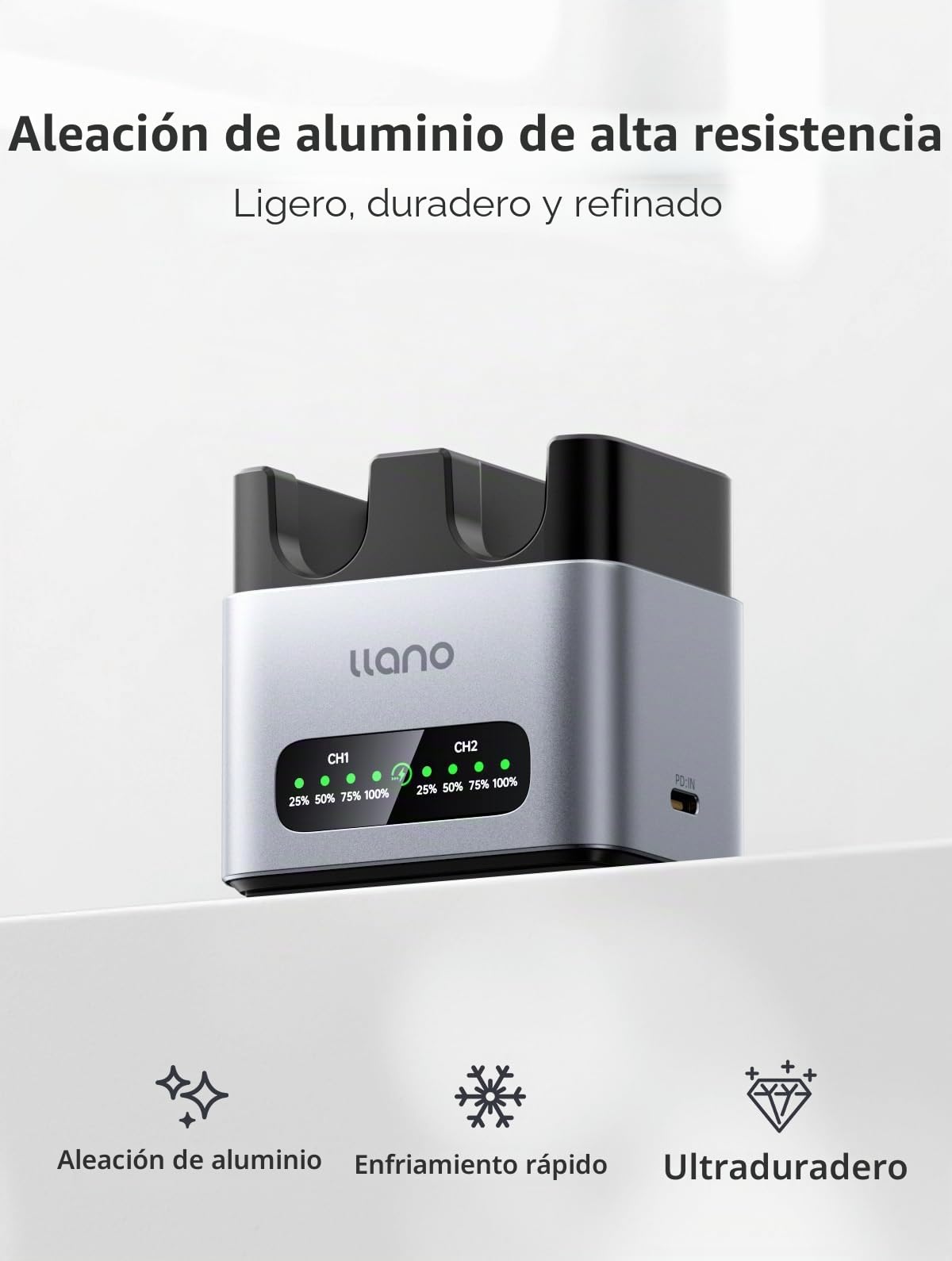 llano 20W NP-FW50 Cargador Rápido de Doble Ranura para Sony baterías de cámara A6000, A6400,ZV-E10,A7II,A6100,A6500,A6300, A7,A7R,A7RII,A7S,A5000, A5100, USB-C, indicador LED, Carcasa de Aluminio CNC | 2 ranuras para A6000 A6400 Zv-e10 A7ii A6100 A6500 A6