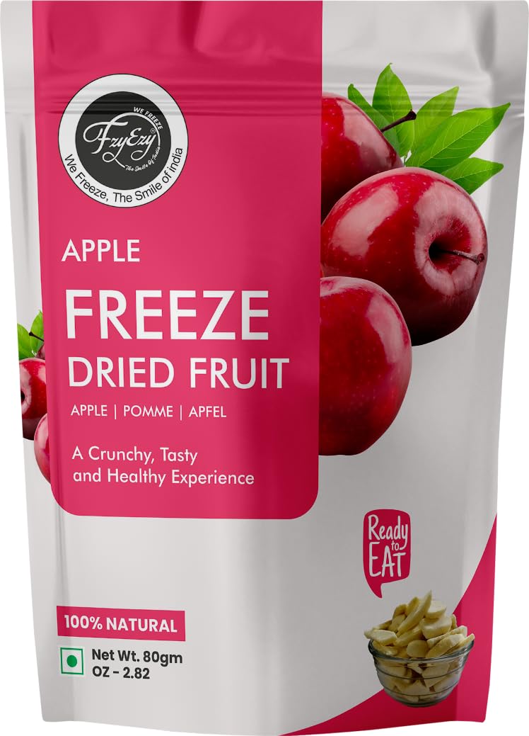 FzyEzy Healthy Premium Freeze-dried Apple Fruit Slices | Free GMO | No Added Sugars, Preservatives, Artificial Flavors, Colors | Dehydrated | Pantry Groceries Perfect for Camping Vegan Healthy & Survival Travel Friendly Ready to Eat Snacks for Kids & Adults (Apple Slice | 80 gm)-image-14