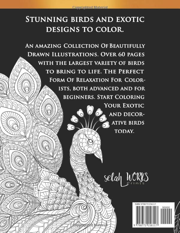 Amazing Birds Adult Coloring Book Stress Relieving Beautiful Birds image 3