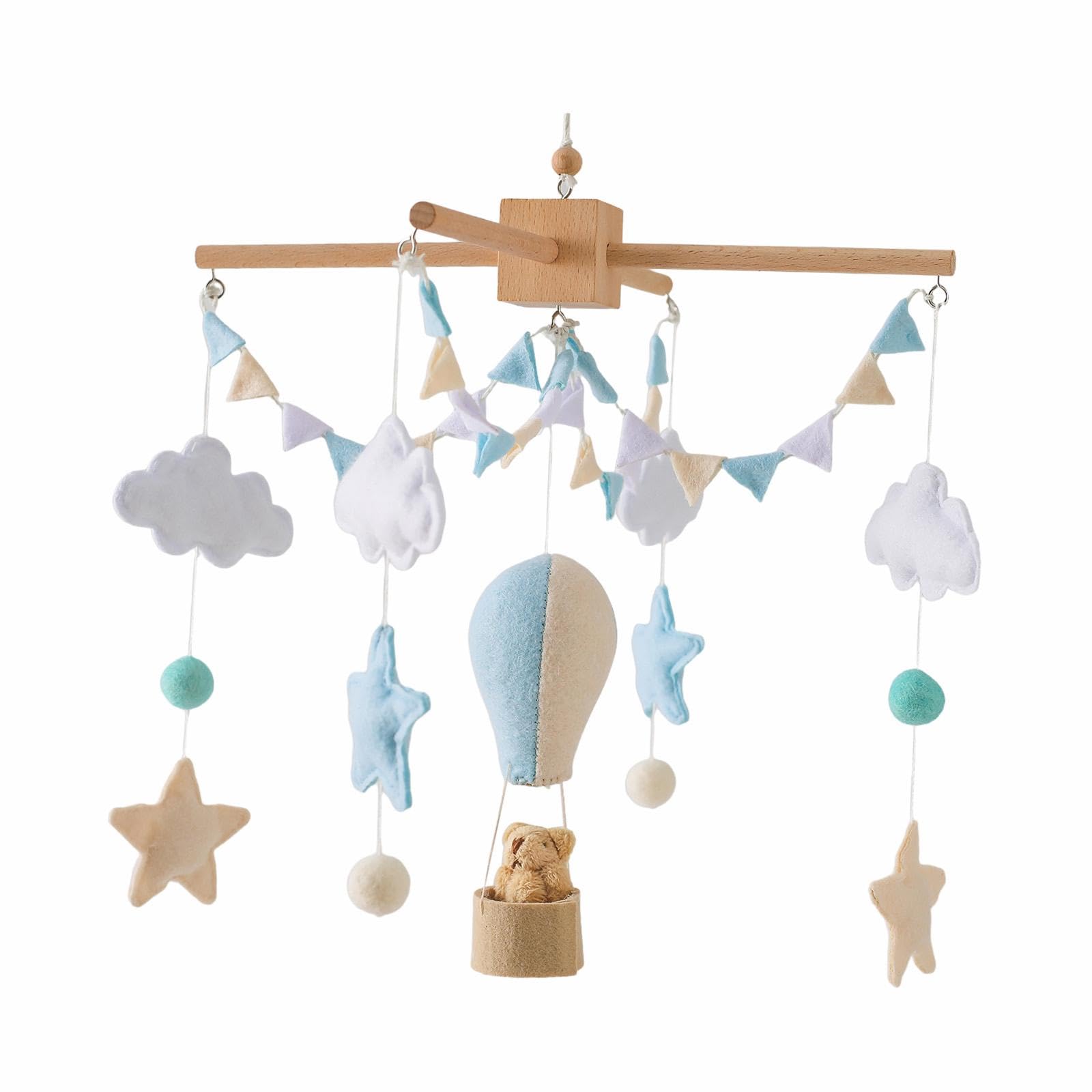 Mobile per Culla Ornamento Pendolo in Feltro E Legno Campanello Decorazione Appesa Sfera Giocattolo Cameretta Adatto a Neonati Bambini Regalo, Stile a
