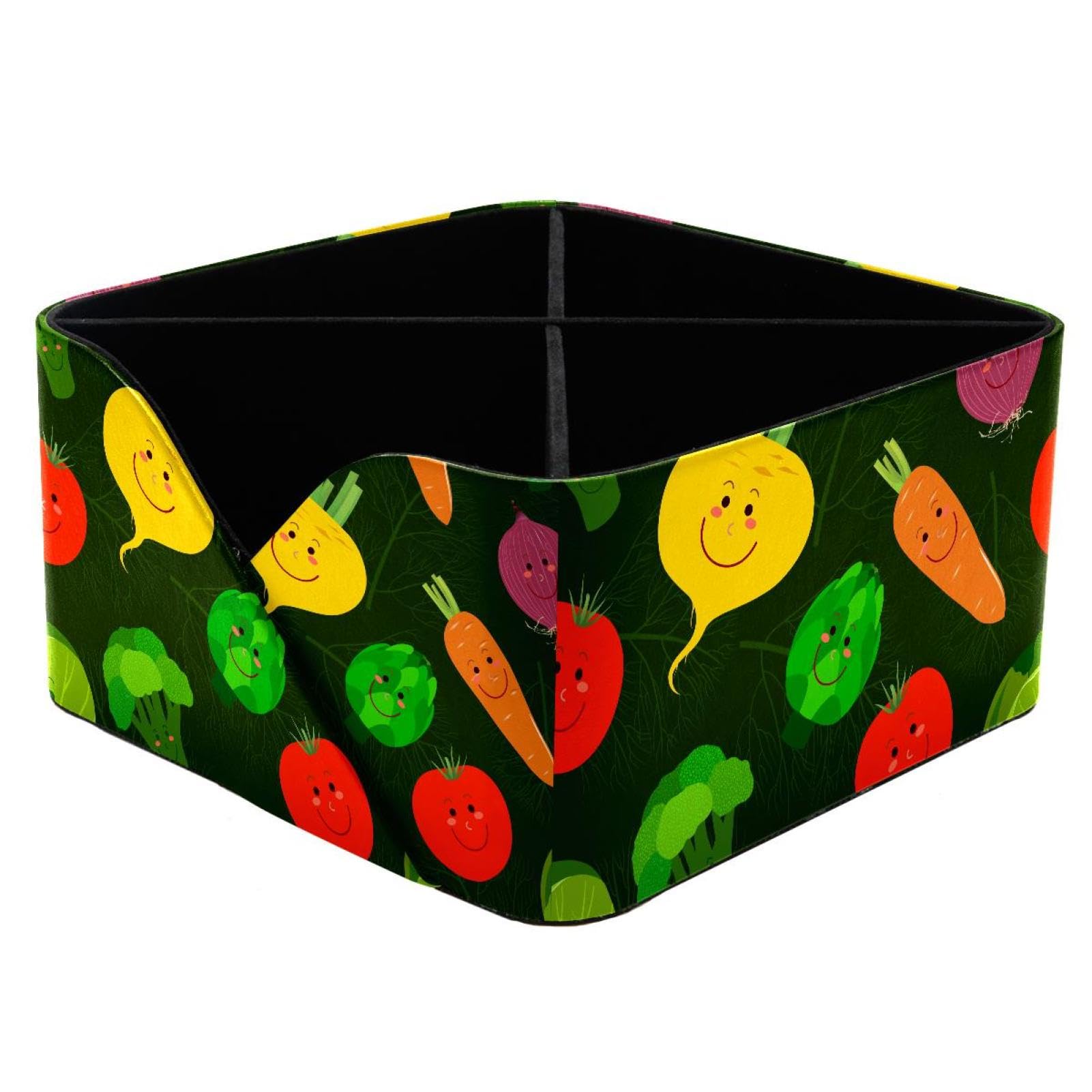 KengjuTesu Vegetables Desktop Organizer Pen Holder, Rectangular Pencil Cup for Office, Study and Makeup Stations