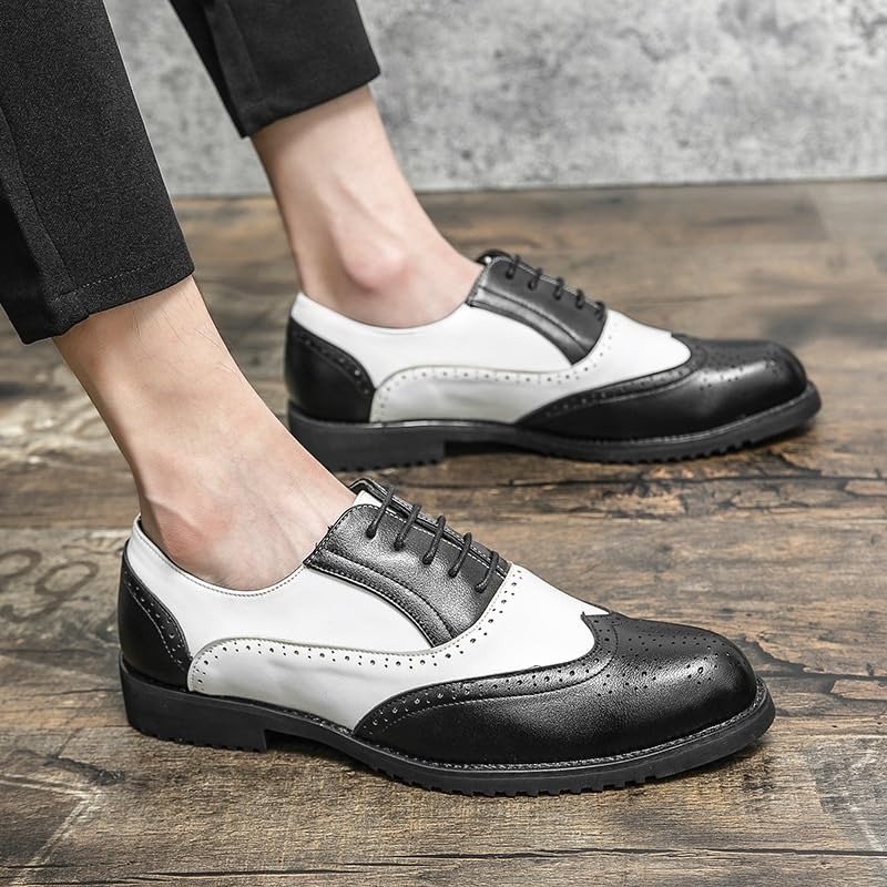 Modern Men's Fashionable Oxford Shoes Summer Breathable Casual Leather Flats Classic Lace-Up Dress Shoes2