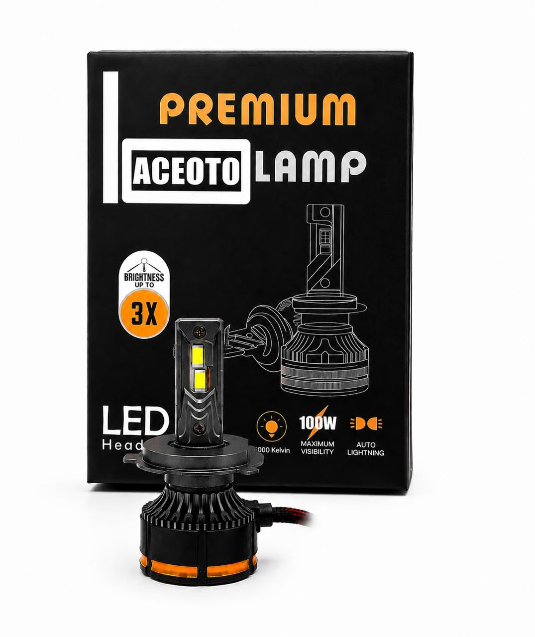 H4 LED Headlight Bulb for Bike 100W 10000LM 6500K Super Bright White | Motorcycle LED Headlight with Cooling Fan | Long Life | Compatible with H4/H19 | 1 Years Warranty | Pack of 1Pc only-picture-11