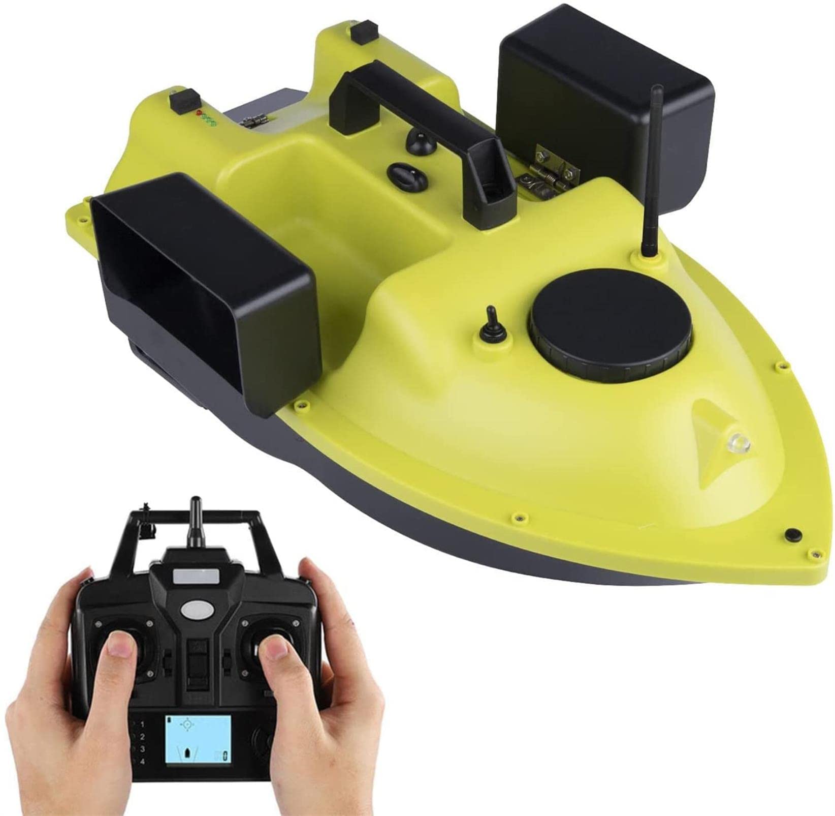 500 m GPS Wireless fischkaberboot Carp Pesca Barca Boot rc Boot 3 Imbuto LCD GPS fischfinder con sensore Sonar, Barca Esca, Pesca, Barca del Nido, Giallo -5200 mAh*1