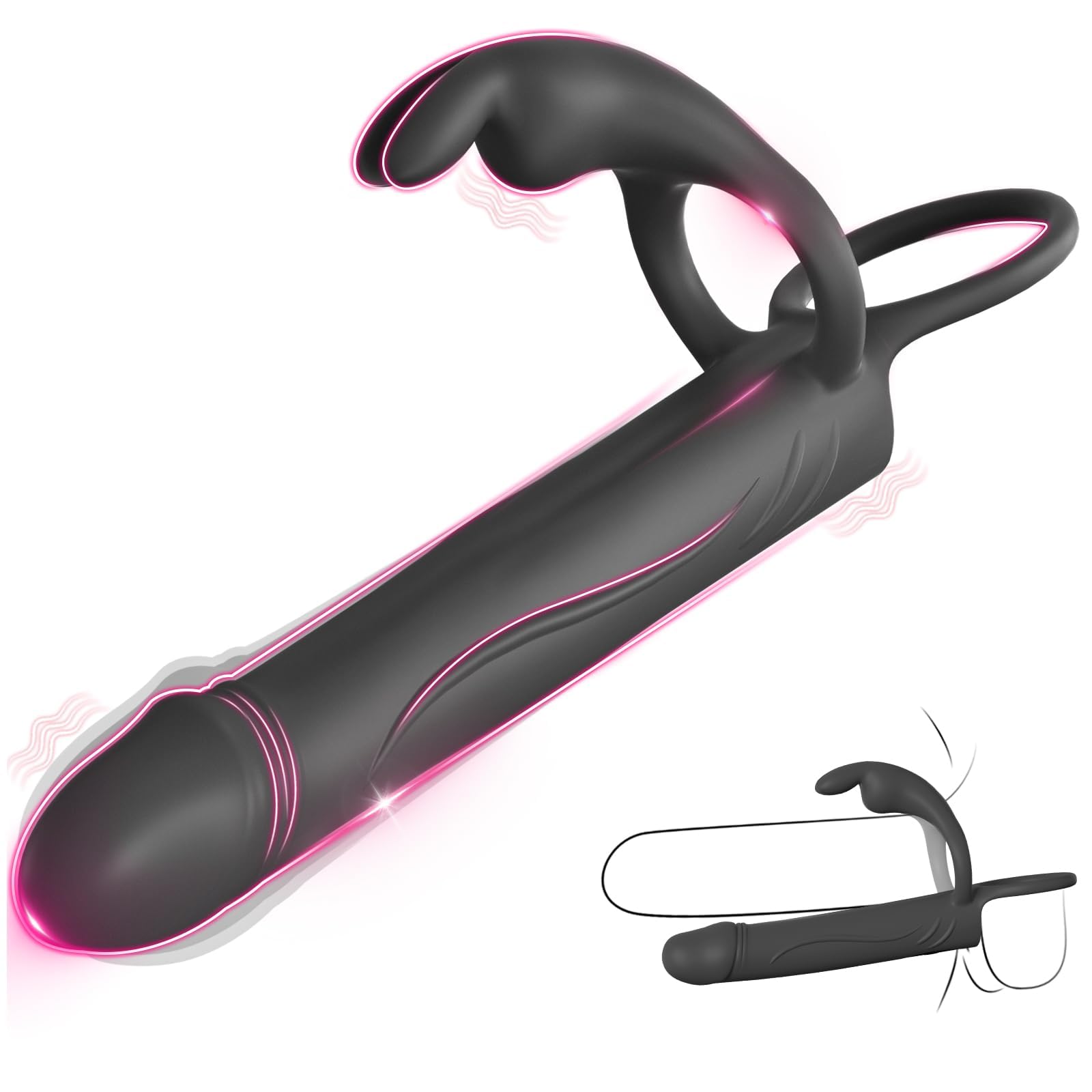 Plug anale vibrante con anello per il pene,stimolatore clitorideo rabbit,doppio dildo anale con strap-on, sex toy anale per coppie,sex toy per uomini e donne, Fatdhu,piccolo anello per pene