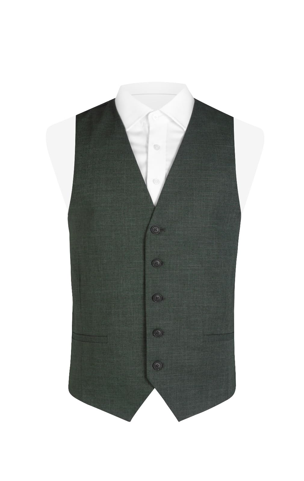 Dobell Men's Green Weave Waistcoat Regular Fit-Xl (46-48In)