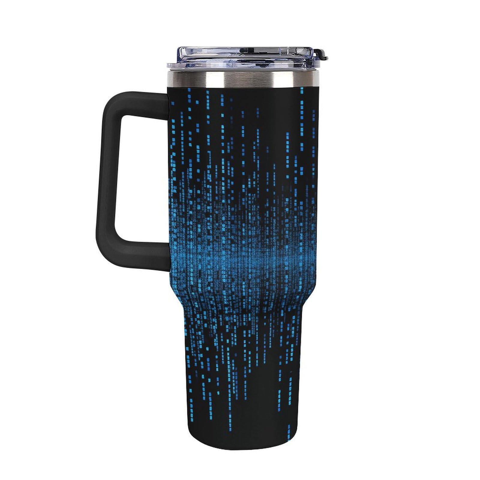 Trinkbecher mit Griff und Strohhalm, vakuumisolierte Trinkflasche, Becherhalter, kompatibel für Reisen, wiederverwendbar, isoliert, Edelstahl, Geschenke für Damen und Herren, 1,2 l
