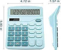 Vista 5 de Office Desk Calculator with Solar Power, 12 Digits Large LED Display, Calculators Desktop with Big Buttons, Blue Office Home School Supplies (Blue)