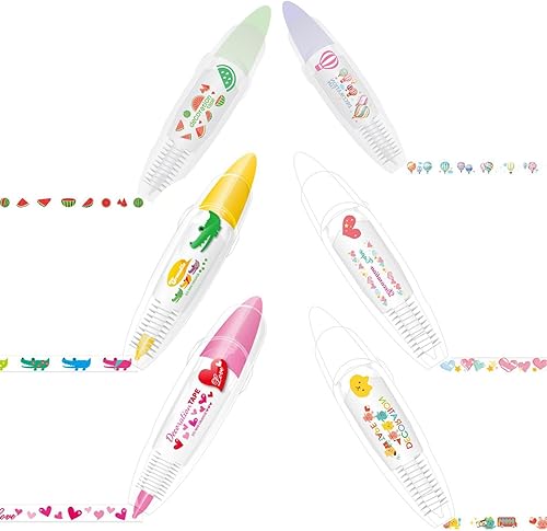 Ally-Pocket - Bolígrafo de cinta decorativa tipo prensa de animales lindos para bricolaje, cinta Washi de corrección para álbumes de recortes,