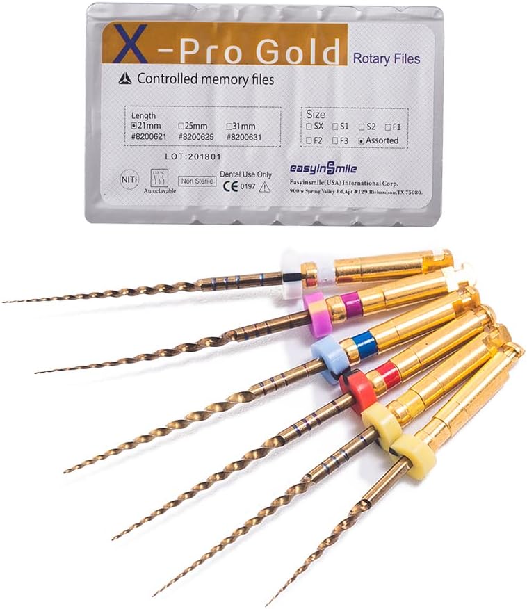 - SNAWOP Dentel Endo Files X-Pro Gold Taper Controlled Memory Niti Rotary Engine Files for Endodontic Root Canal Treatmet (Assorted 21MM)