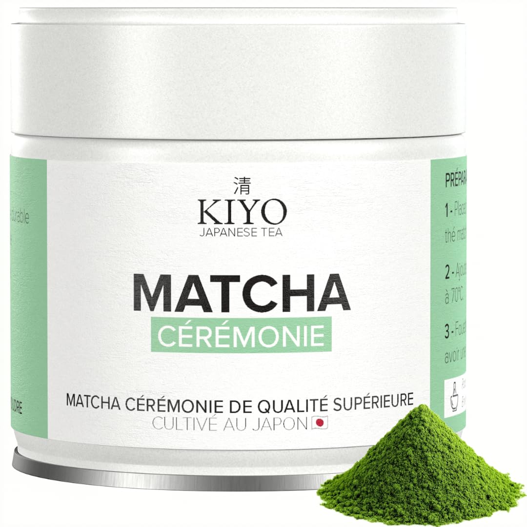 KIYO Matcha Cérémonie | Goût Doux Sans Amertume | 100% Naturel & Pur | Grade Cérémonial de Kagoshima, Japon | Récolté à la Main | 30g