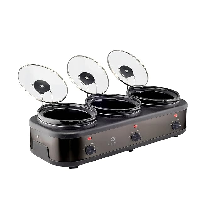 Buy Gourmet Triple Slow Cooker Black 1.5L Multifunctional Food Warmer