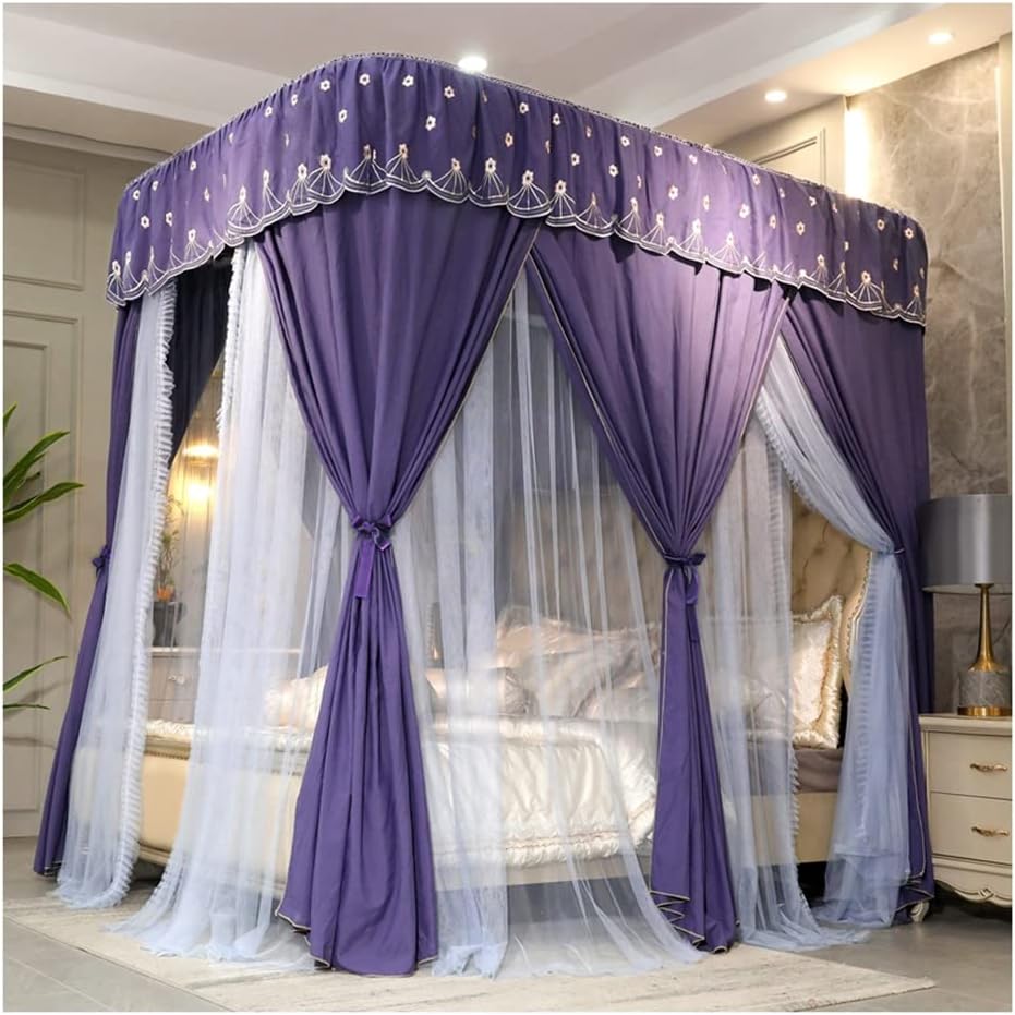 Bed Canopy U-Shaped Princess Tent, Floor-Standing Mosquito Net with Stand, Double-Layered Veil, Windproof and Dustproof (Color : A3, Size : 180x220x210cm)