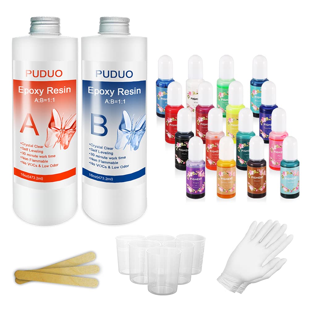 Buy Epoxy Resin Kit Bundle 32 oz with Epoxy Resin Pigment 16 Colors I