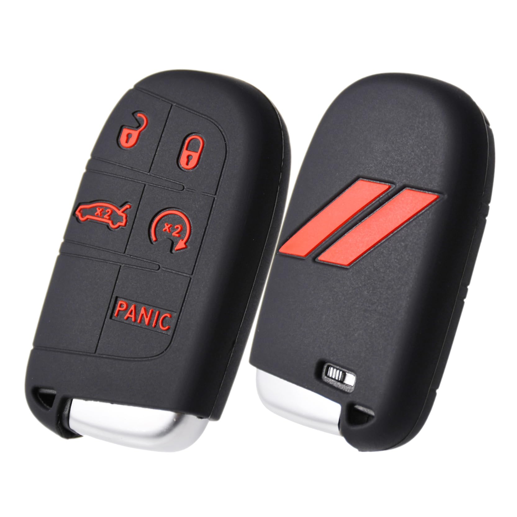// Slash Silicone Key Fob Cover Case Protector for Dodge Charger Challenger SRT Hornet R/T Dart Durango Journey, Remote Case Protector for 5-Button