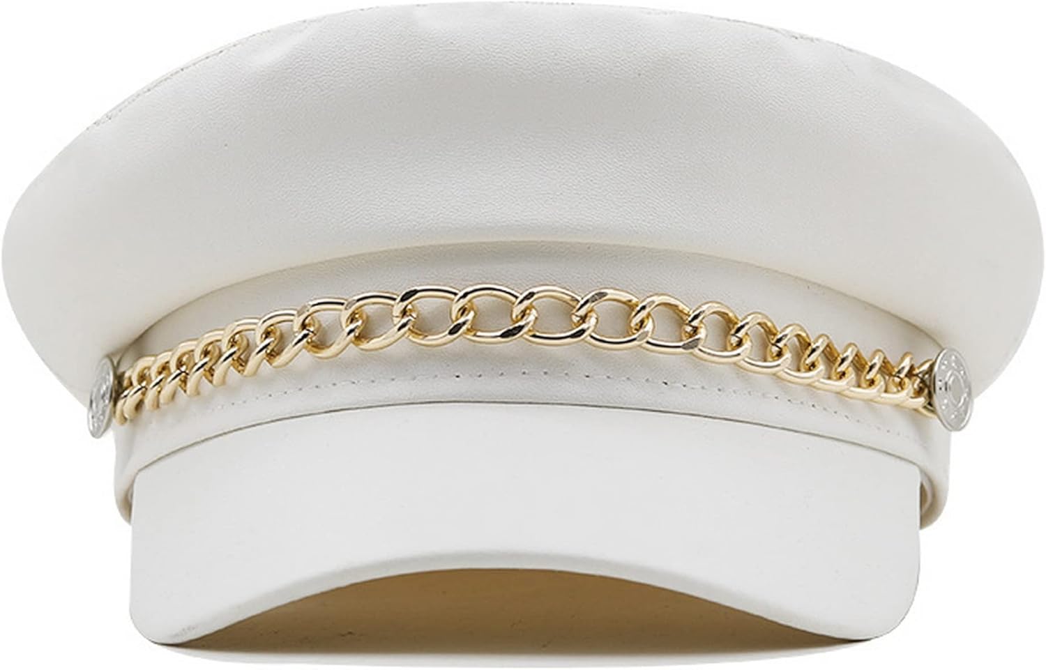 Women Yacht Captain Sailor Hat PU Newsboy Cabbie Baker Boy Peaked Beret Cap - Image 2