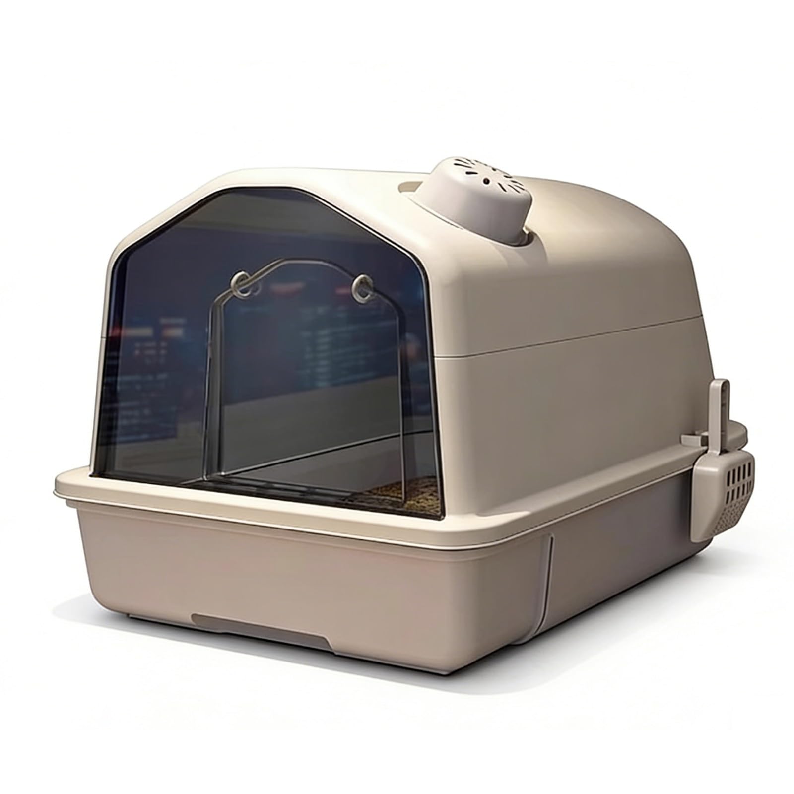 Arenero Portátil para Gatos con Cajón Y Pala, Totalmente Cerrado para Gatos De Interior, Gatitos, Conejos, Cachorros.(Gray)