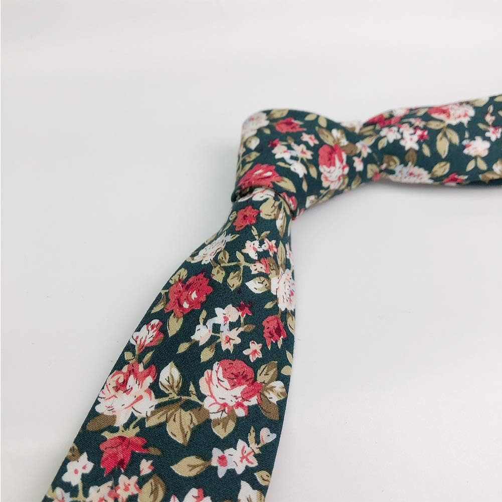 Mantieqingway Men's Cotton Printed Floral Neck Tie Skinny Tie 106mix4