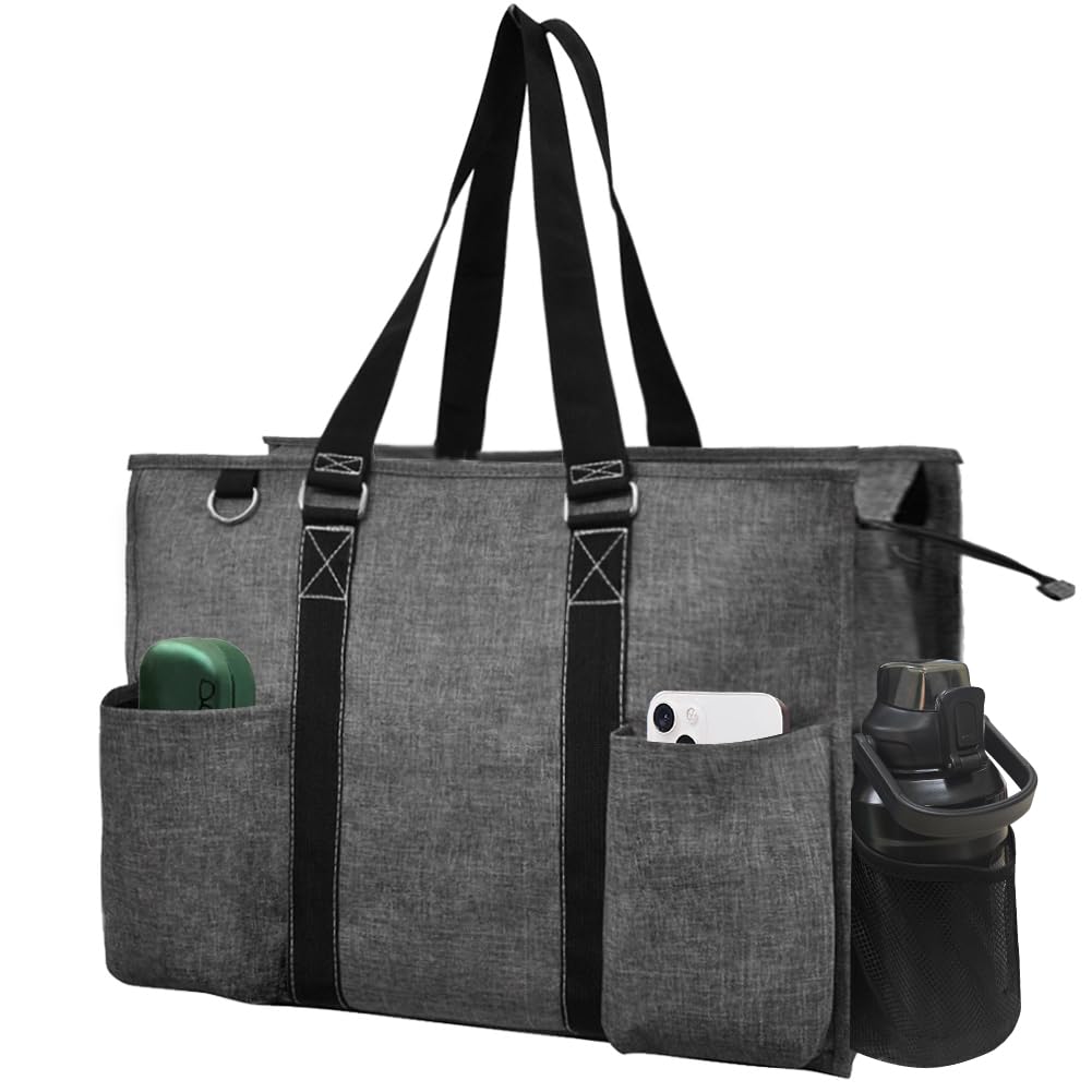 NGIL Zip-Top Tote Bag with Exterior Pockets for Working Women, Teachers, Nurses, and Moms, Design in USA