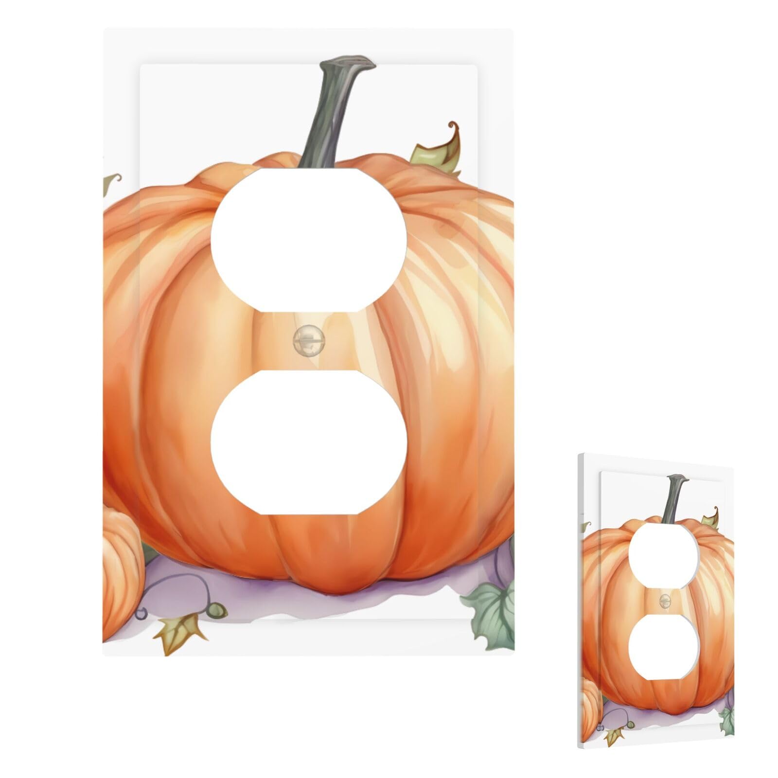 Fall Watercolor Pumpkins Wall Plate Cover Modern Decorative 1 Gang Light Switch Cover Unbreakable Receptacle Outlet Covers For Living Room Bedroom Home Decor Duplex