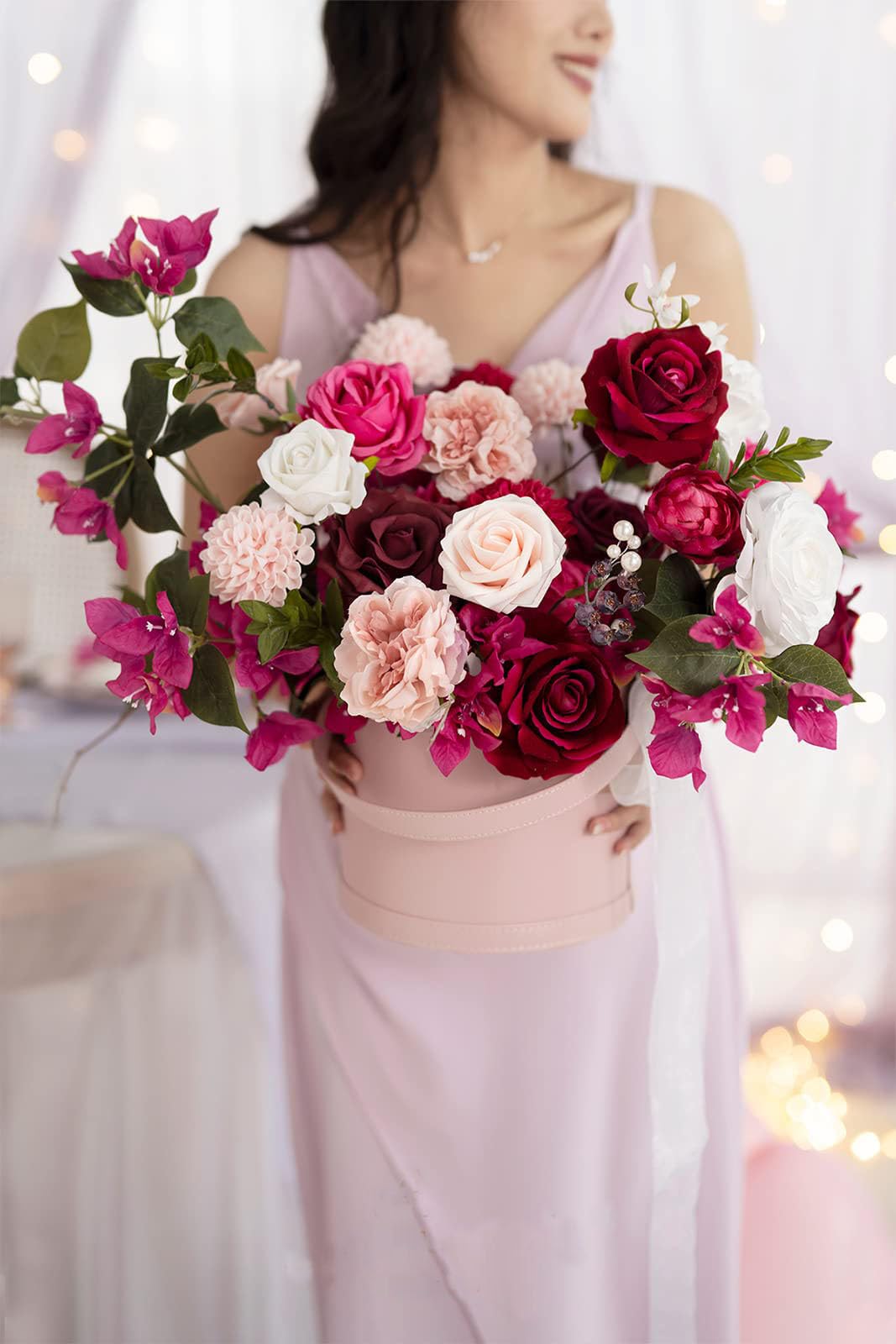Floroom Fiori artificiali di dalia, 25 rose finte in schiuma dall