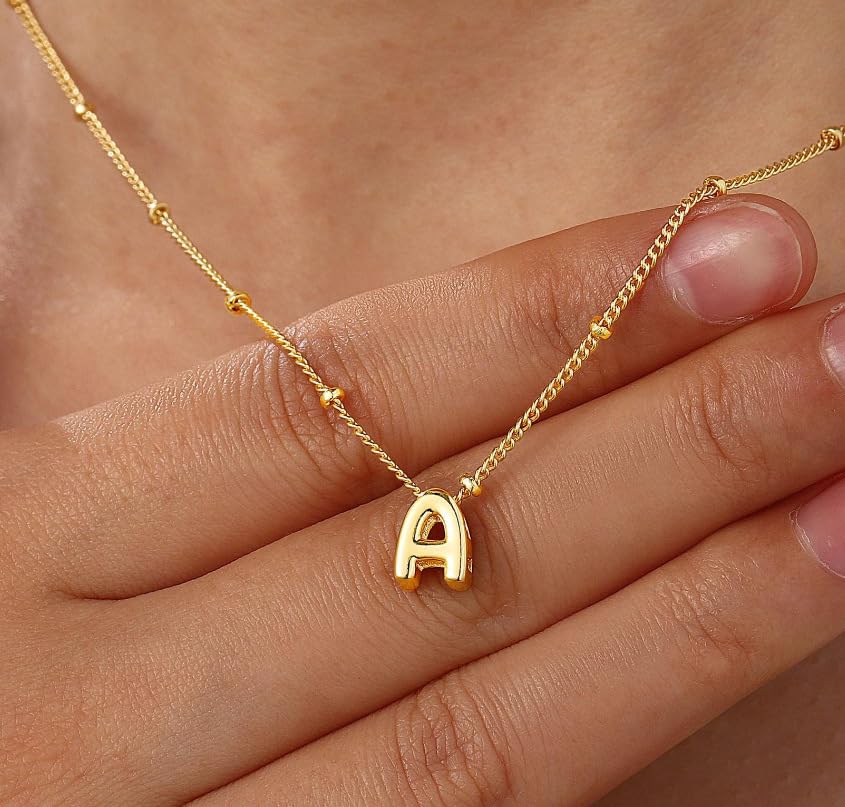 Initial Letter 'A' Pendant Necklace, Gold Plated Chain2