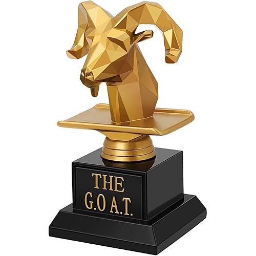 Flexzion The Goat Trophy Award - Greatest of All Time Funny Trophy for Adults, Engraved Plate with Head Goat Statue, Unique Recognition Gift Plaque for Sports, Employee, Teacher, Boss, Friend, & More