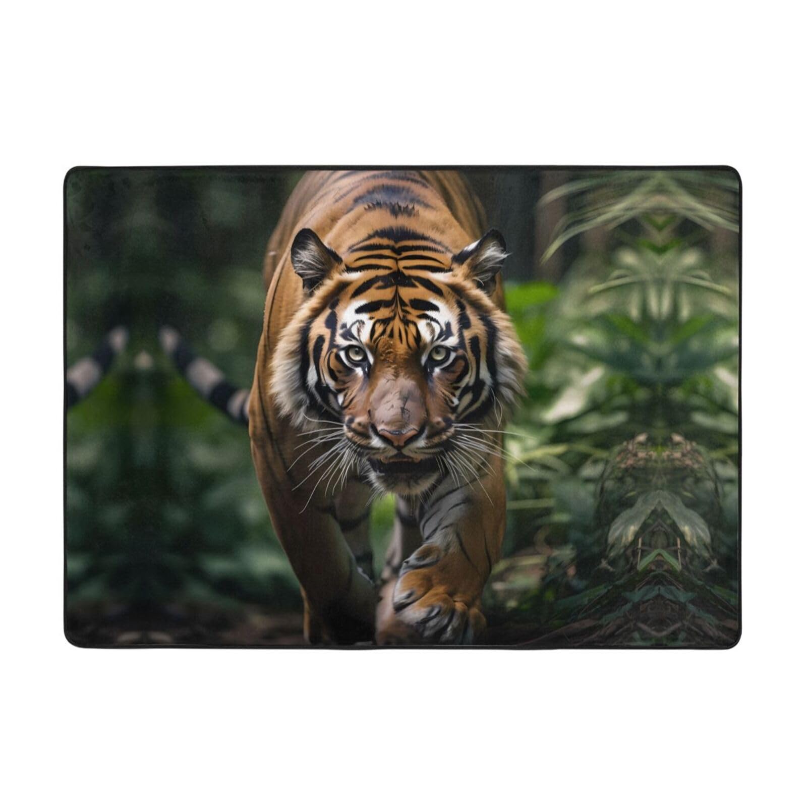 Tapis flanelle motif tigres 203,2x147,3 cm haute densité luxe