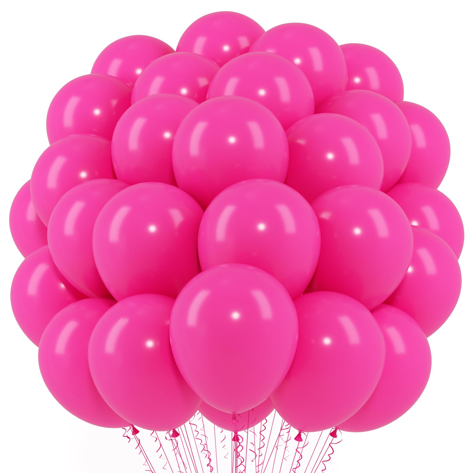 Voircoloria 66pcs Hot Pink Latex Party Balloons, 12inch