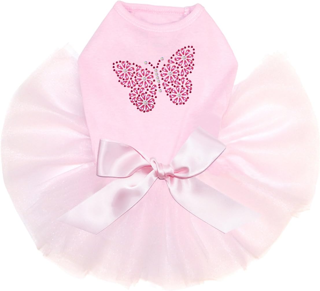 Pink Nailhead Butterfly - Bling Rhinestone Tutu Dress, XL Pink