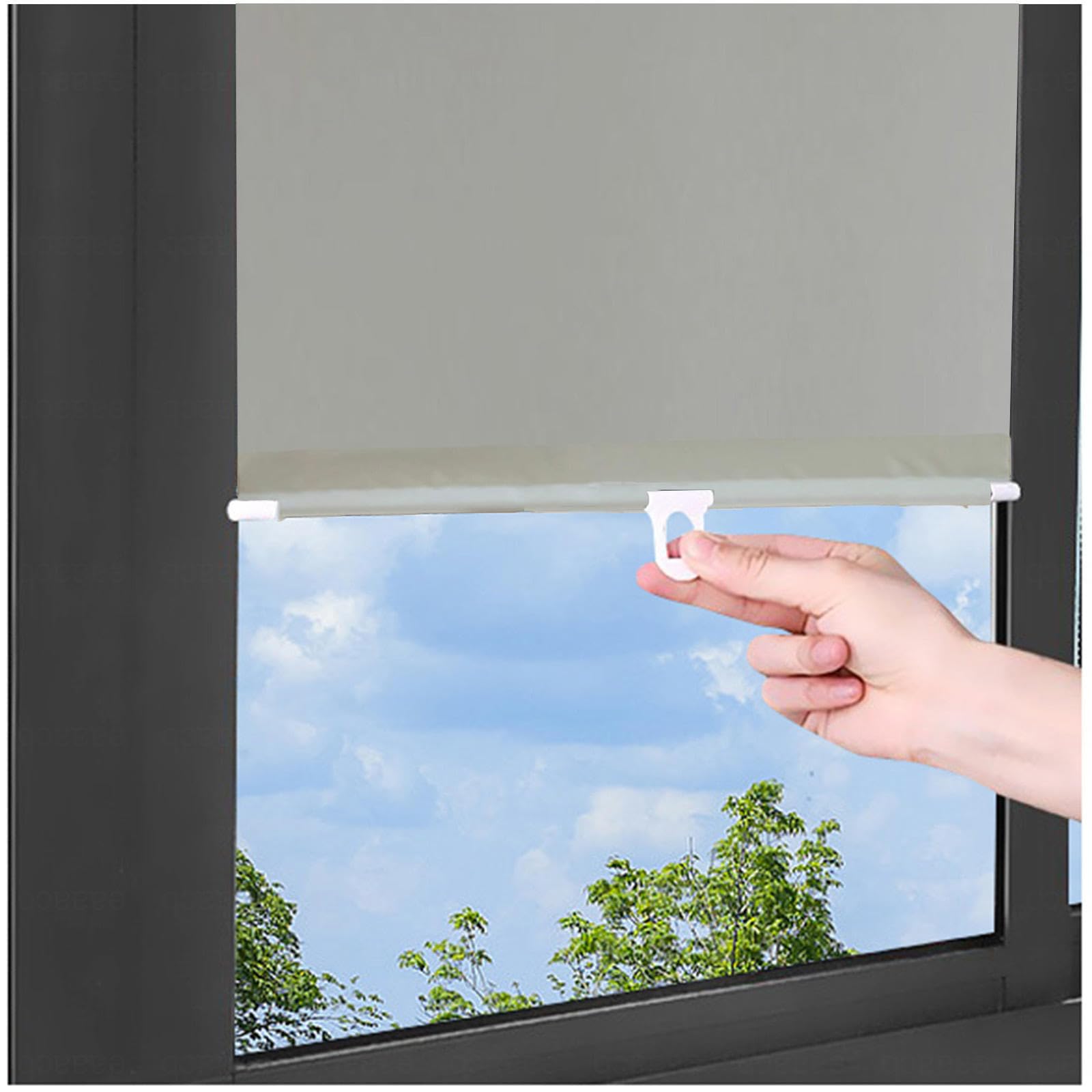 DECAKE Blackout Roller Blinds With Suction Cups, Curtains Without Drilling, Sunscreen/thermal Window Shades, Sunshade Roll Up for Home/kitchen/office,Grey-65x125cm(25.6 * 49.2in)